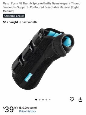 Ossur Black Thumb Spica Brace with Blue Lining